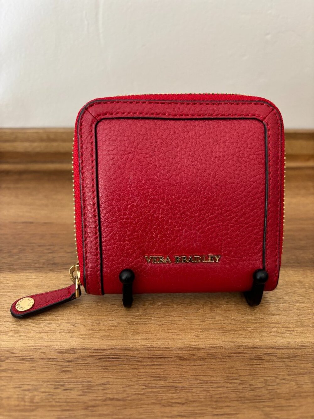 Vera Bradley Canyon Sunset Red Leather Grab & Go Zip Around Bifold Wallet